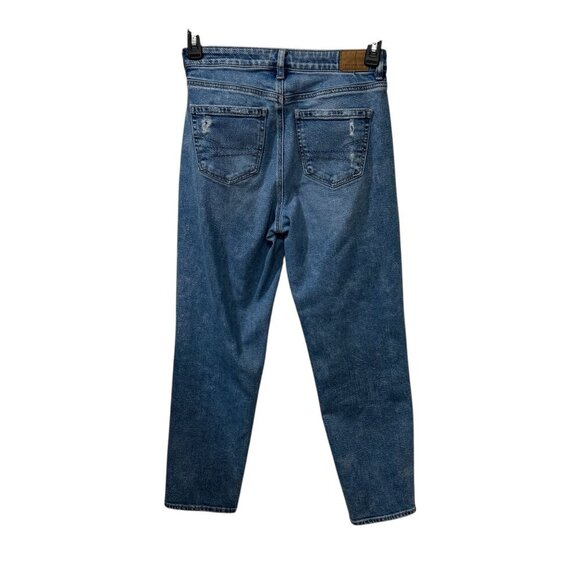 American Eagle Womens Distressed High-Waisted Mom Blue Jeans Size 4 Regular - Picture 4 of 8
